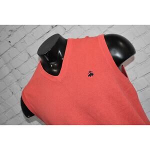 Brooks Brothers Sweater Vest Mens Size Medium Pinkish Red Linen Cotton Blend